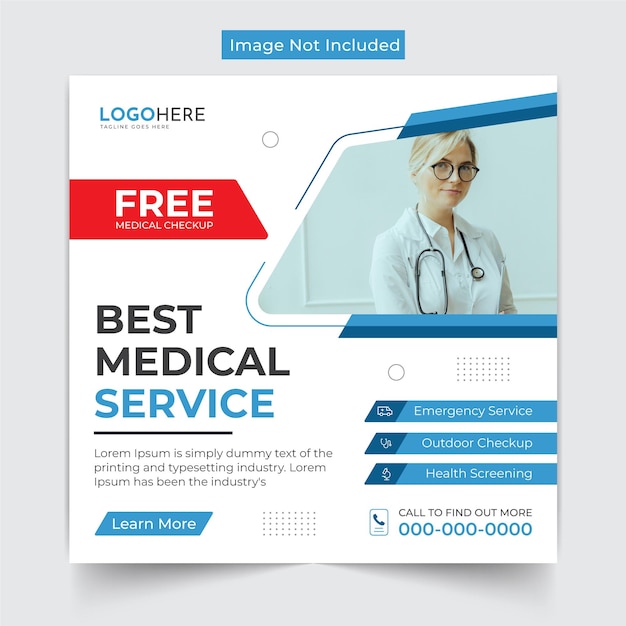 Medical healthcare social media post template design