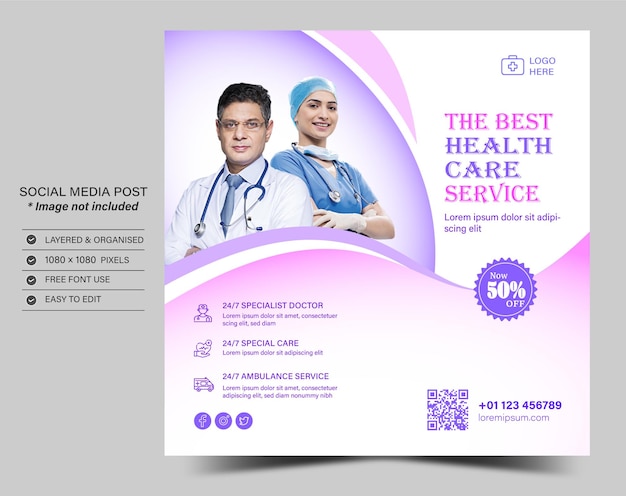 Medical healthcare Social media post template