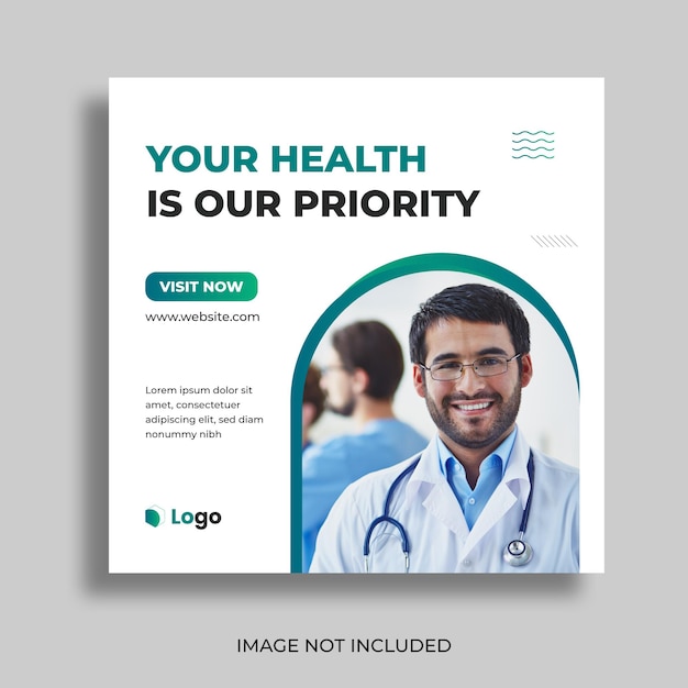 Medical healthcare social media post and web banner design template