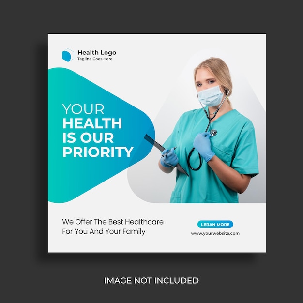 Medical healthcare social media post and web banner design template