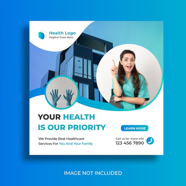 Medical healthcare social media post and  web banner design template