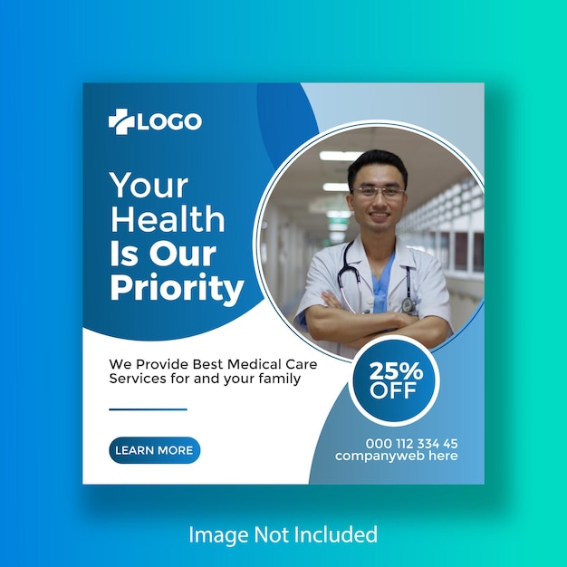 Medical Healthcare Social Media Post and Web Banner Design Template