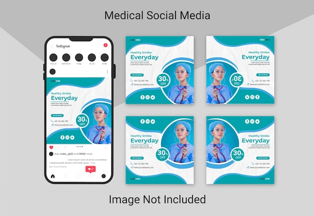 Medical healthcare social media post and web banner design template