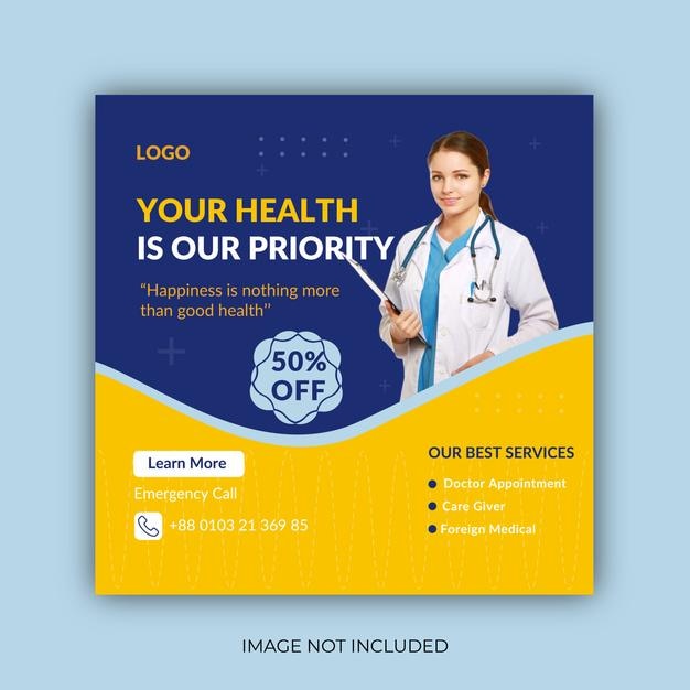 Vector medical healthcare social media post and web banner design template