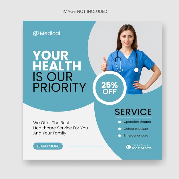 Medical healthcare social media post  web banner template