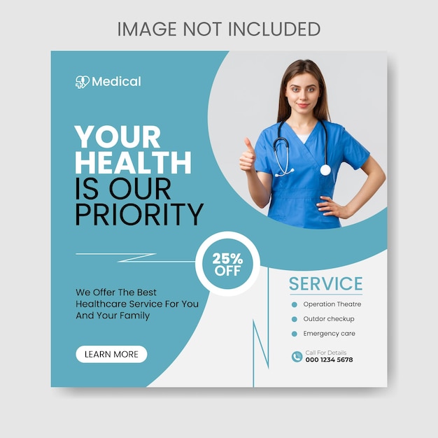 Medical healthcare social media post  web banner template