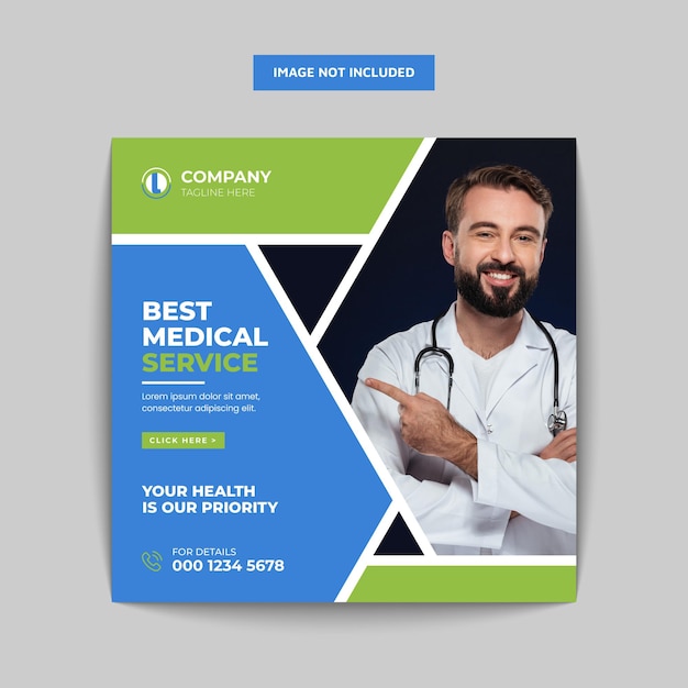 Medical healthcare social media post web banner template