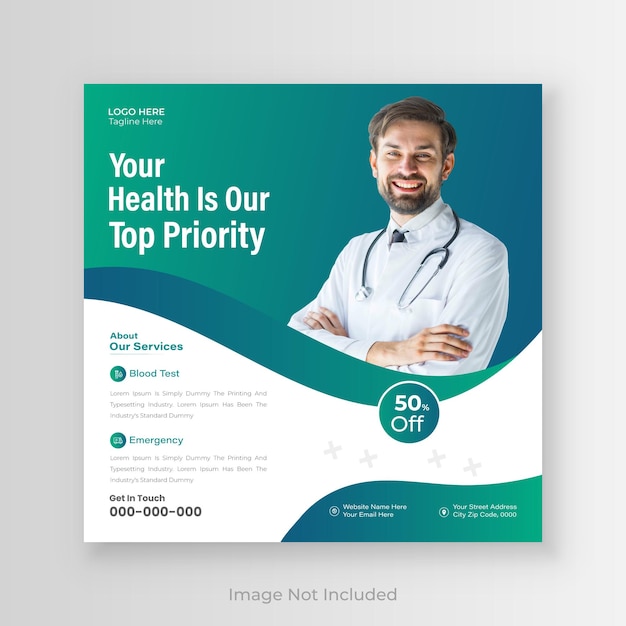 medical healthcare social media postbanner or template design