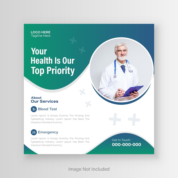 Vector medical healthcare social media postbanner or template design