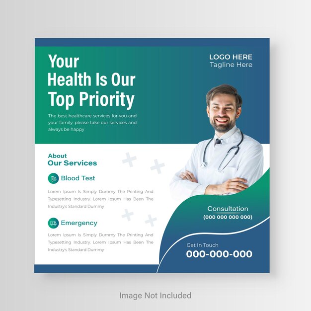 Vector medical healthcare social media postbanner or template design