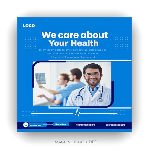 Medical and healthcare square banner template design