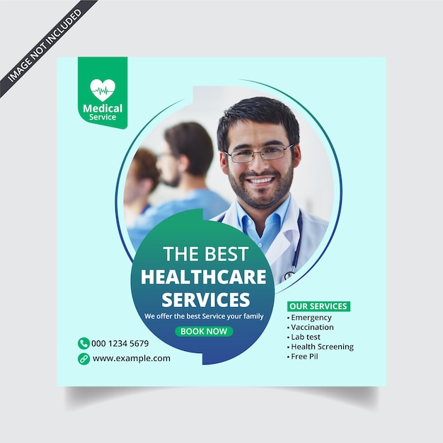 medical healthcare square social media post banner promotion template