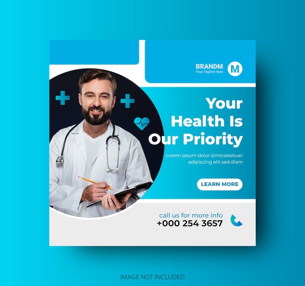 Vector medical healthcare template for instagram post design