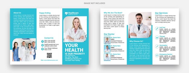 Vector medical  healthcare trifold brochure design template