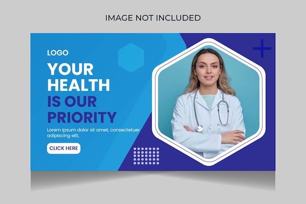 Vector medical healthcare video thumbnail and web banner template