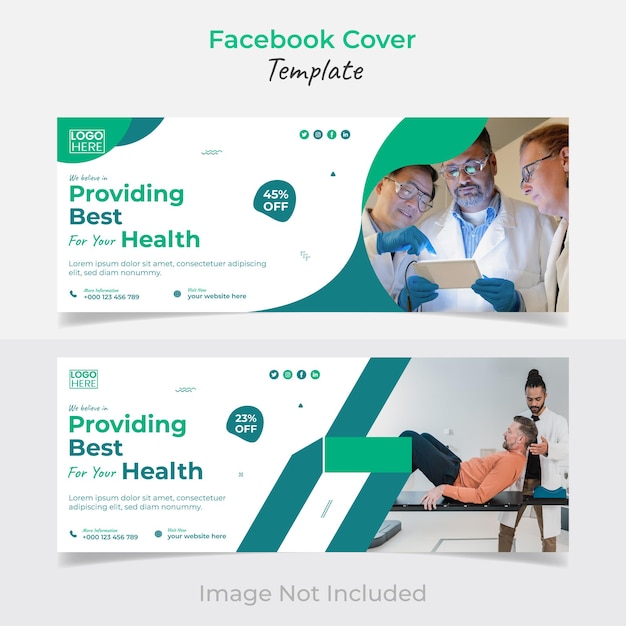 Дизайн веб-баннера медицинского здравоохранения и шаблон дизайна обложки facebook
