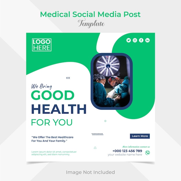Vector medical healthcare web banner or square flyer or social media post template design