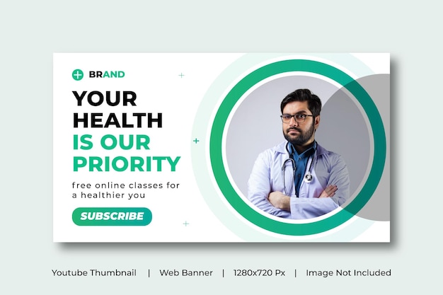 Medical healthcare web banner template and video thumbnail Editable promotion banner design