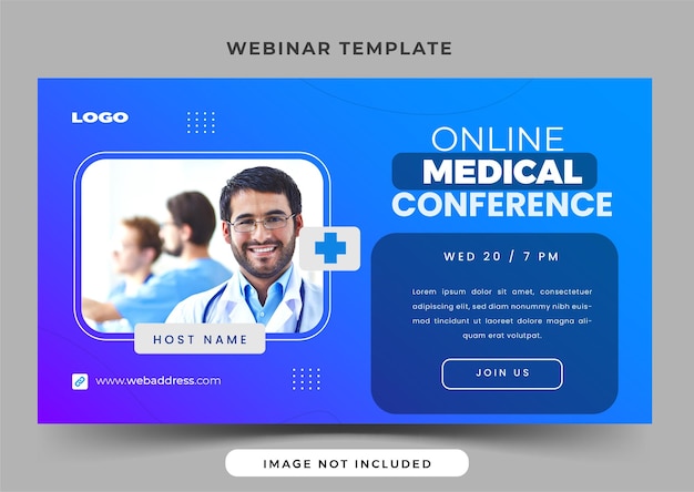 Vettore modello di banner webinar medico o sanitario