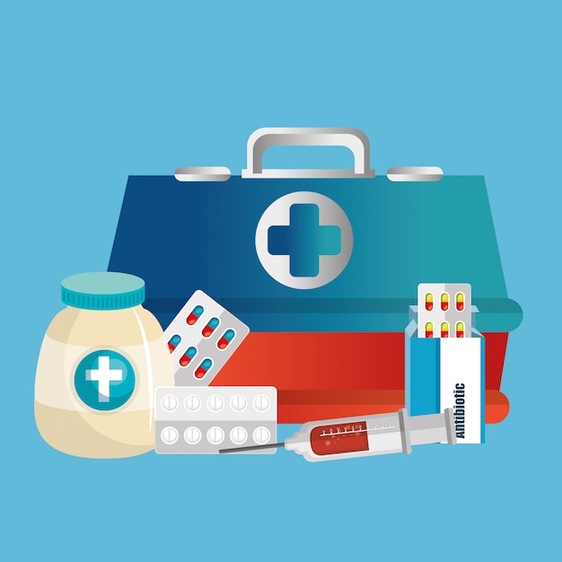 Medical healthcare with set icons