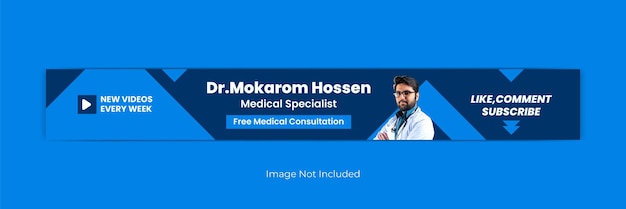 Vector medical healthcare youtube channel art cover template and youtube banner