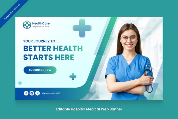 Vector medical healthcare youtube thumbnail and banner hospital template