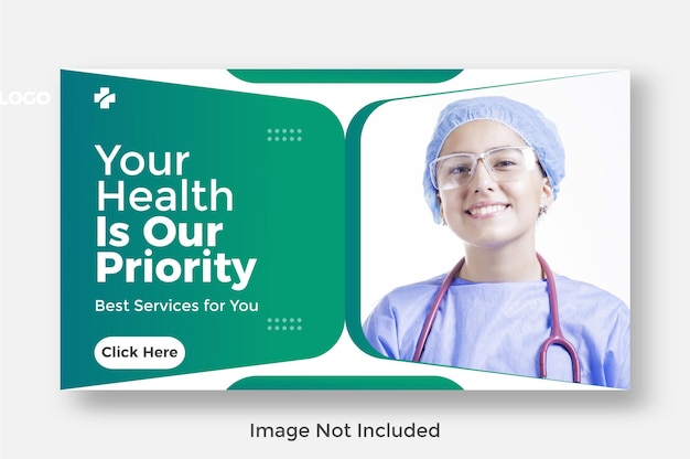 Medical healthcare youtube thumbnail or banner premium vector template