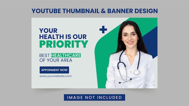 Medical healthcare youtube thumbnail and banner template