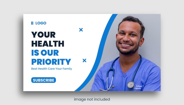 Vector medical healthcare youtube thumbnail and banner