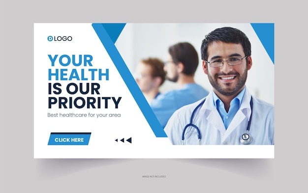 Vector medical healthcare youtube thumbnail and dental hospital and clinic social media cover photo