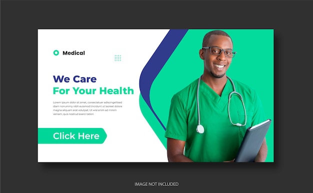 Vector medical and healthcare or youtube thumbnail design template