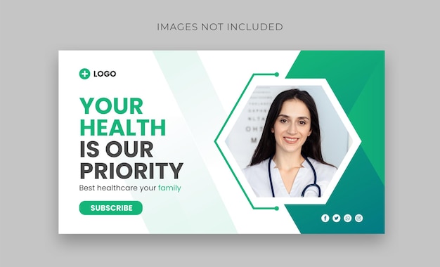 Medical healthcare youtube thumbnail and doctor web banner