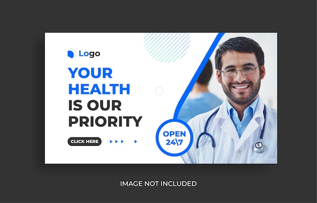 Vector medical healthcare youtube thumbnail and web banner design template