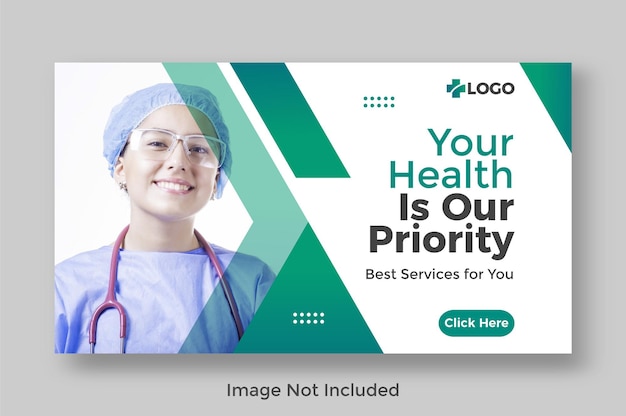 Medical healthcare youtube thumbnail and web banner template design
