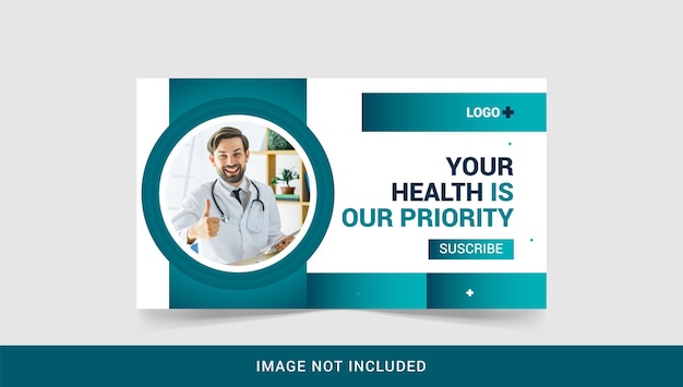 Medical healthcare youtube thumbnail and web banner template Premium Vector