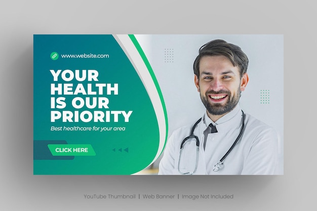 Miniatura di youtube e banner web di assistenza sanitaria medica