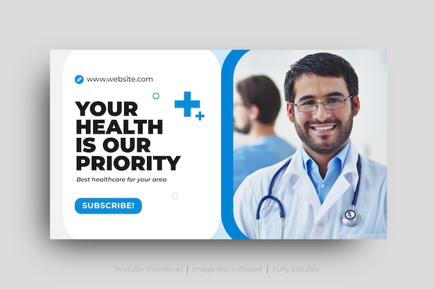 Vector medical healthcare youtube thumbnail and web banner
