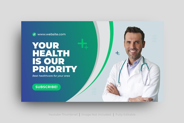 Vector medical healthcare youtube thumbnail and web banner