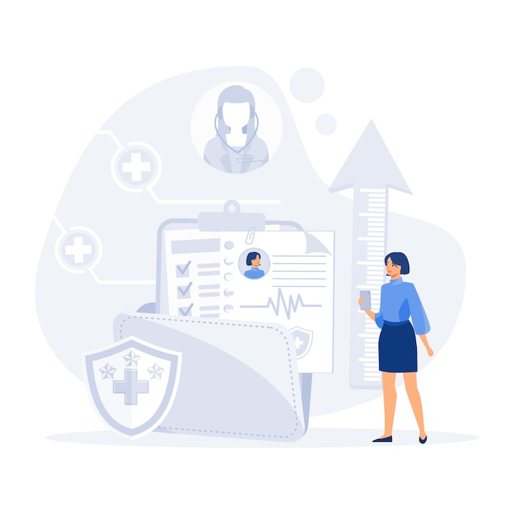 Vector medical history and health record paper for hospital doctor concept document with patient disease