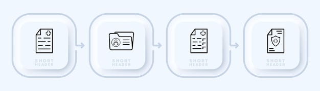 Medical history set icon Document insurance folder doctor sick treat Healthcare concept Neomorphism style Vector line icon for Business and Advertising