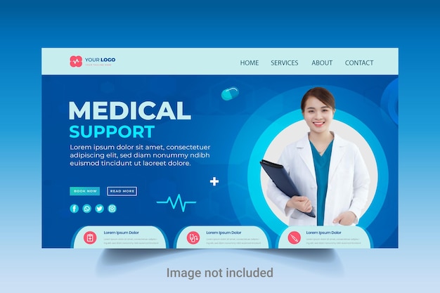 Vector medical horizontal landing page template