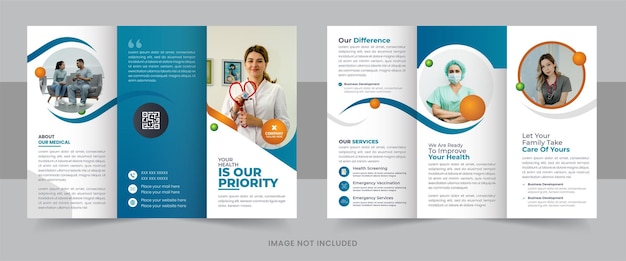 Vector medical hospital health care trifold brochure template