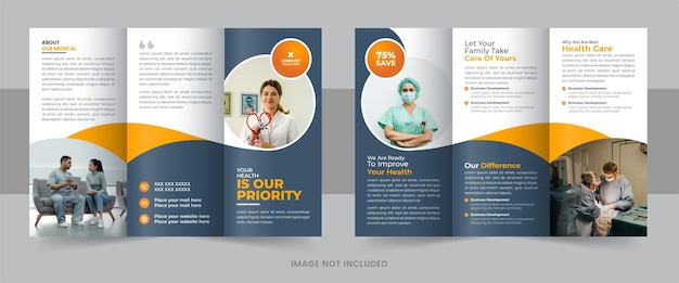 Vector medical hospital health care trifold brochure template