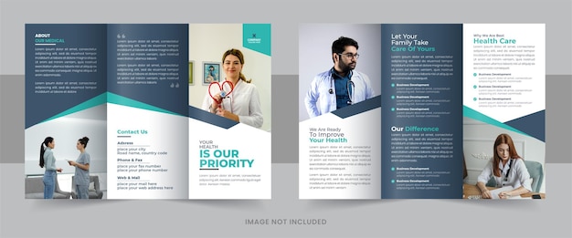 Medical hospital health care trifold brochure template