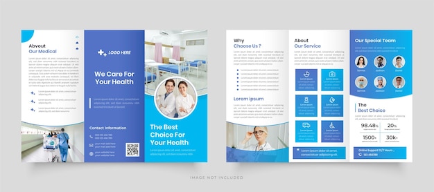 Medical hospital health care trifold brochure template