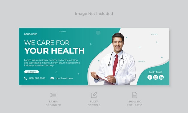 Medical hospital healthcare social media facebook timeline cover banner design template