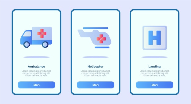 모바일 앱용 의료 아이콘 구급차 헬리콥터 착륙