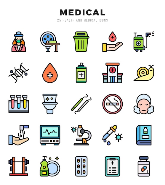 MEDICAL Icon Pack 25 Vector Symbols voor Webontwerp