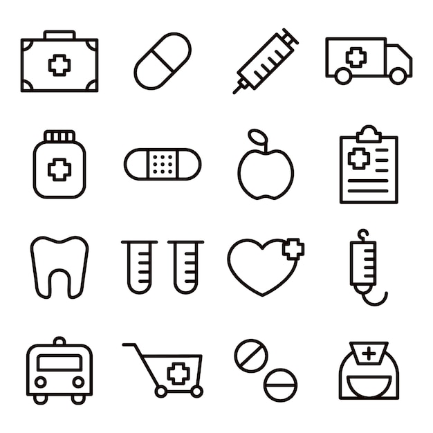 Icon pack medico, struttura in stile icona