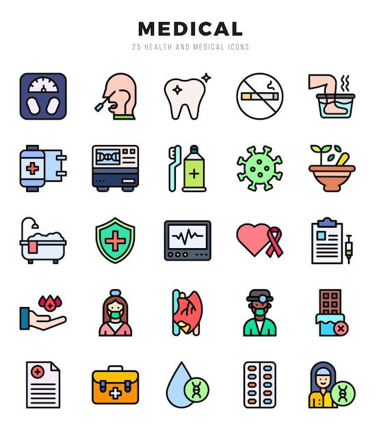 MEDICAL-iconen ingesteld voor website en mobiele site en apps